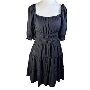 Trixxi baby doll Tiered Cottage Mini Dress Milkmaid Peasant Romantic Goth Sz L